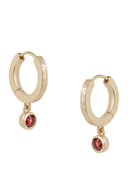 Tutti Birthstone Hoop Earrings, Gold, Garnet/January