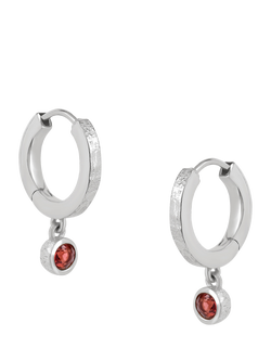 Tutti Birthstone Hoop Earrings, Silver, Garnet/January