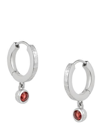 Tutti Birthstone Hoop Earrings, Silver, Garnet/January