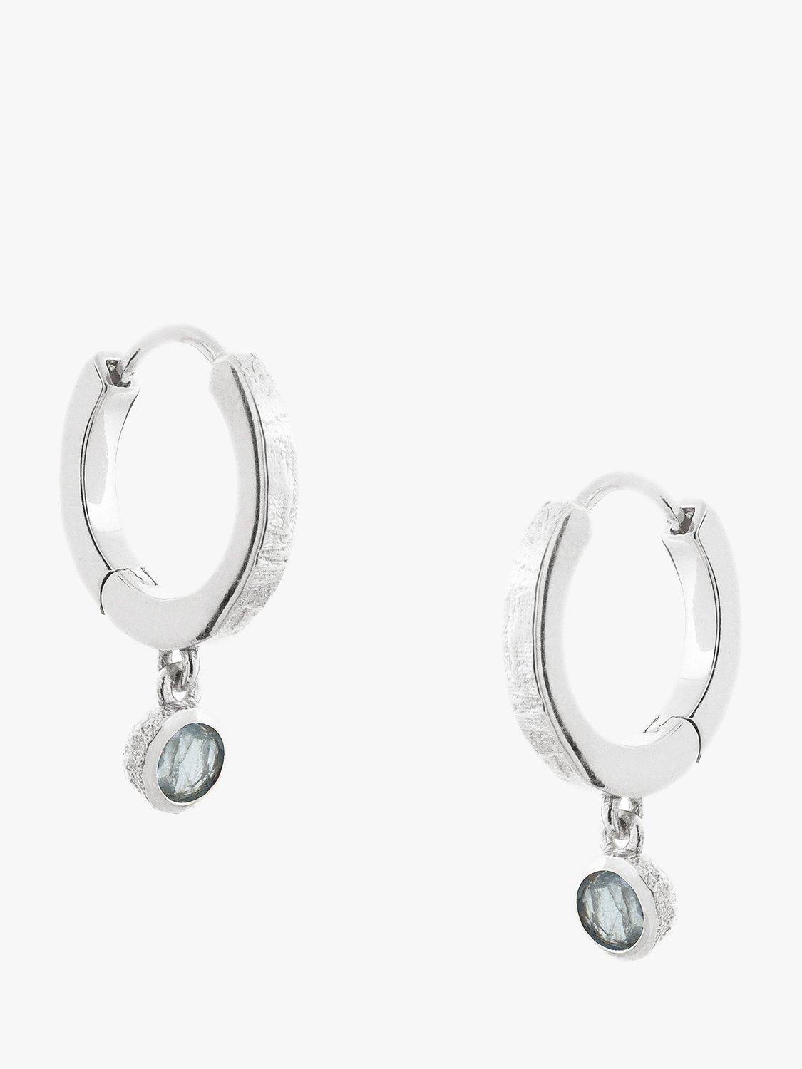 Product image 1 of 3, which shows Tutti & Co Birthstone Hoop Earrings, Silver, Aquamarine/March