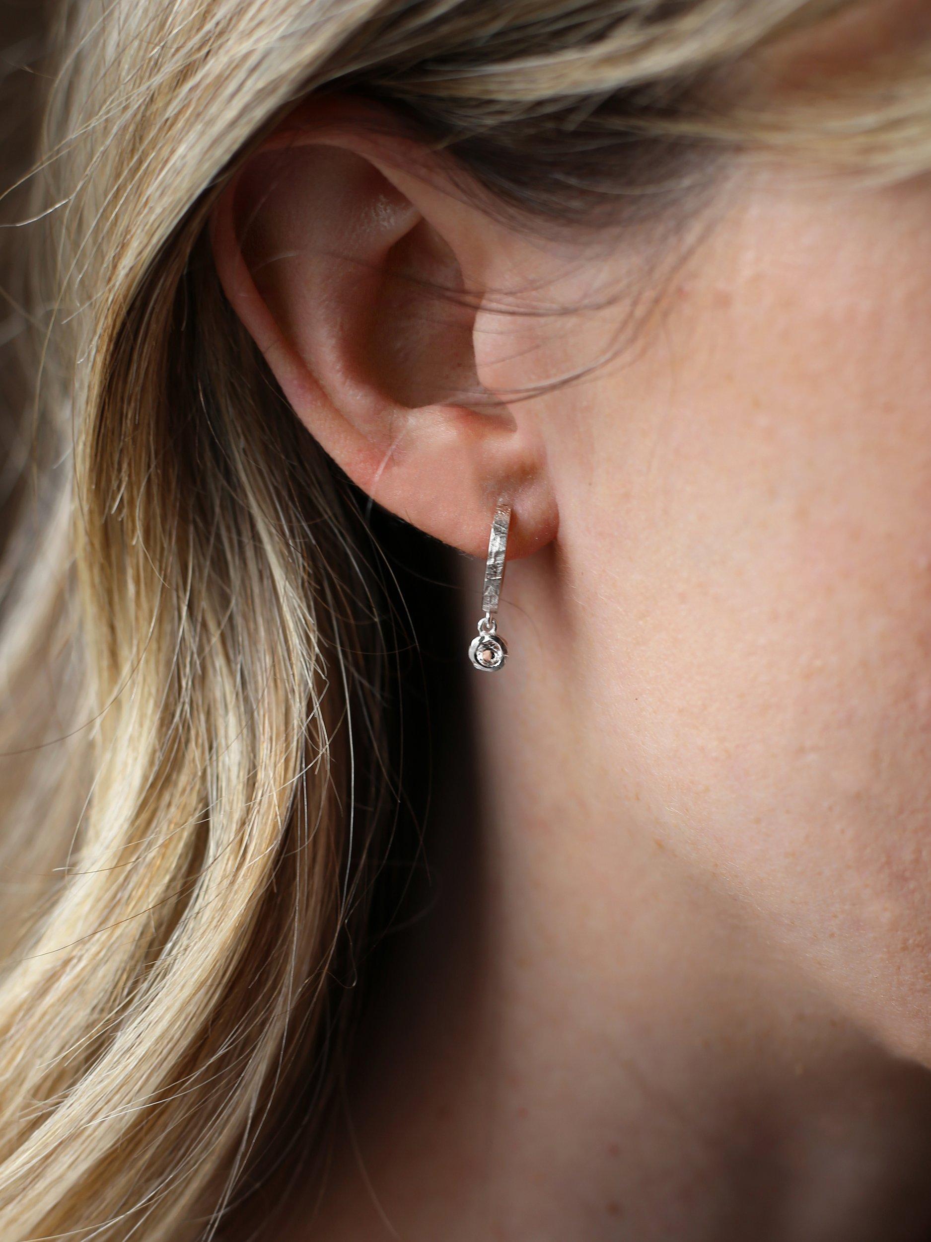 Product image 2 of 3, which shows Tutti & Co Birthstone Hoop Earrings, Silver, White Topaz/April