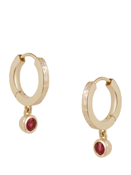 Tutti Birthstone Hoop Earrings, Gold, Ruby/July