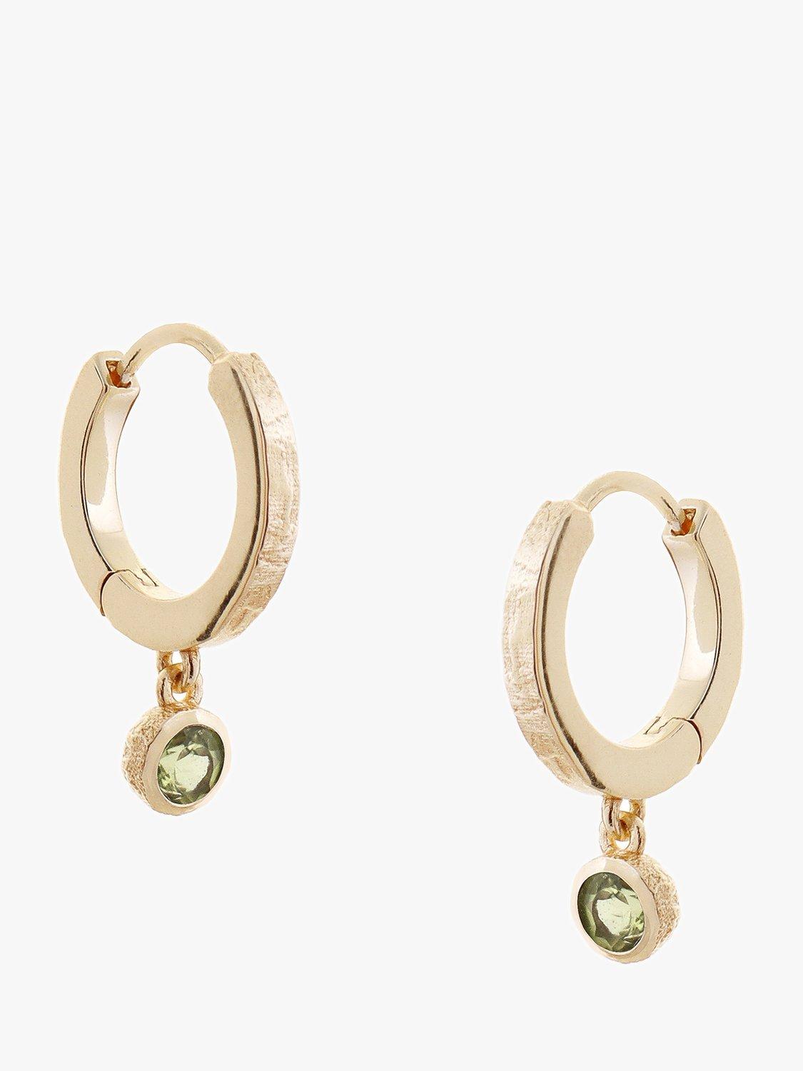 Product image 1 of 3, which shows Tutti & Co Birthstone Hoop Earrings, Gold, Peridot/August