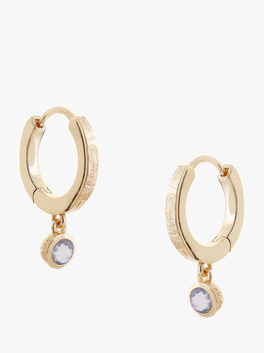 Product image 1 of 3, which shows Tutti & Co Birthstone Hoop Earrings, Gold, Moonstone/October
