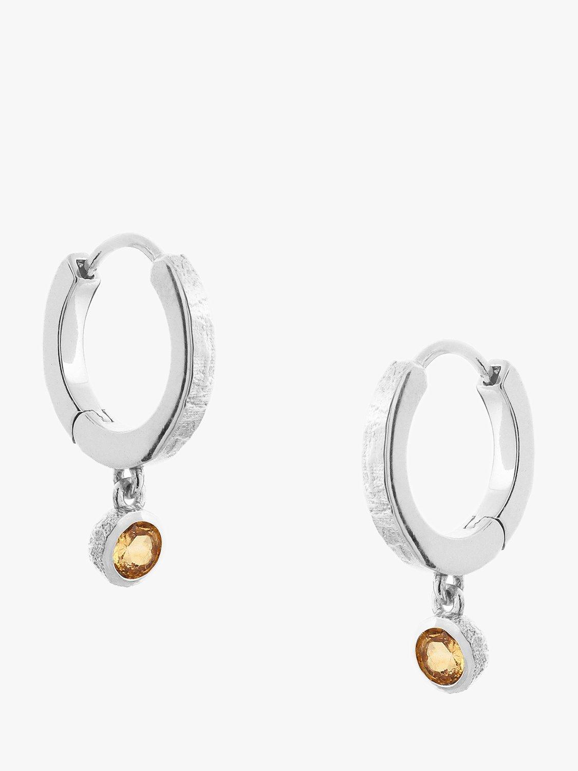 Product image 1 of 3, which shows Tutti & Co Birthstone Hoop Earrings, Silver, Citrine/November
