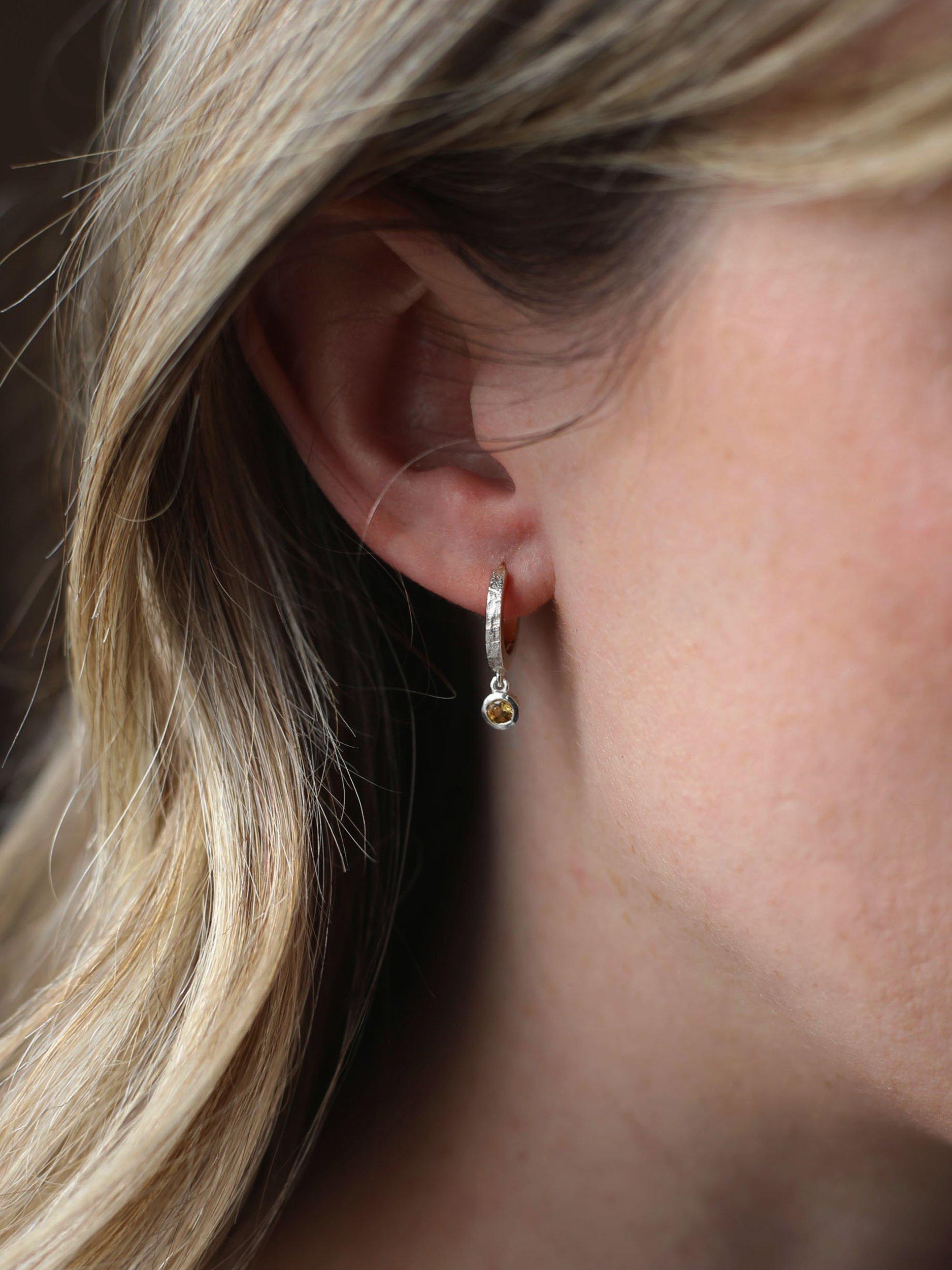 Product image 2 of 3, which shows Tutti & Co Birthstone Hoop Earrings, Silver, Citrine/November