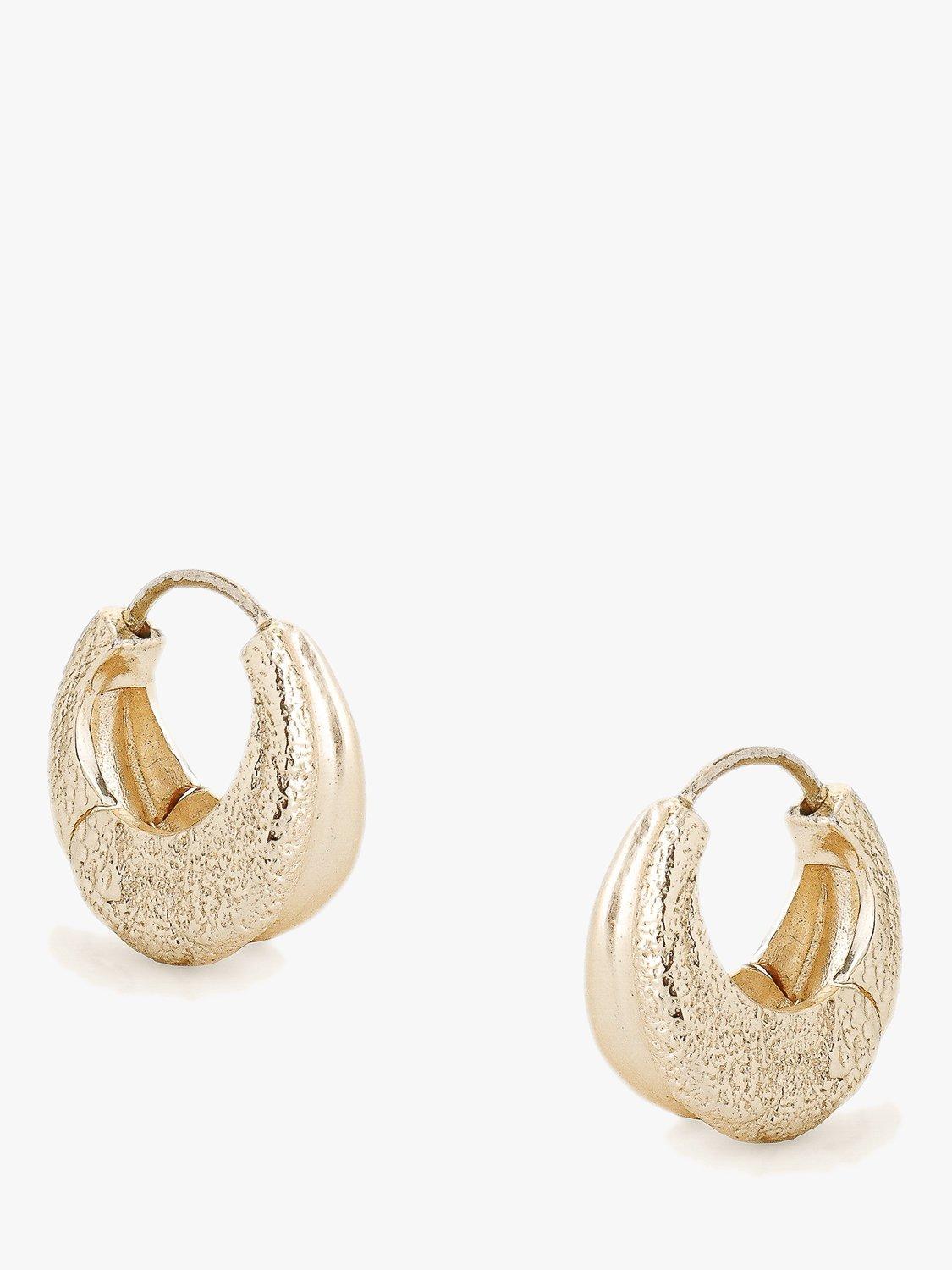 Product image 1 of 3, which shows Tutti & Co Chunky Textured Hoop Earrings, Gold