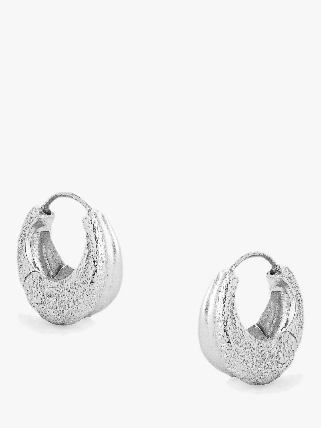 Product image 1 of 3, which shows Tutti & Co Chunky Textured Hoop Earrings, Silver