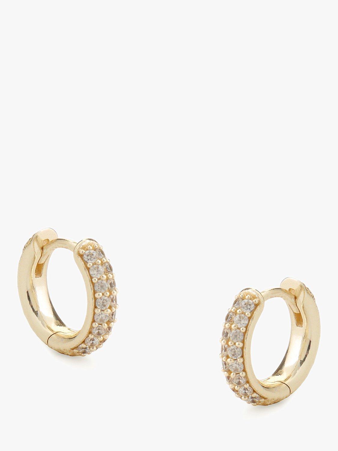 Product image 1 of 3, which shows Tutti & Co Cubic Zirconia Huggie Hoop Earrings, Gold