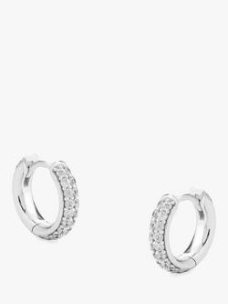 Tutti Cubic Zirconia Huggie Hoop Earrings, Silver