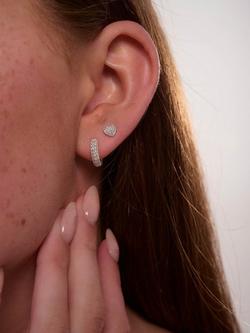 Tutti Cubic Zirconia Huggie Hoop Earrings - view 2, Silver