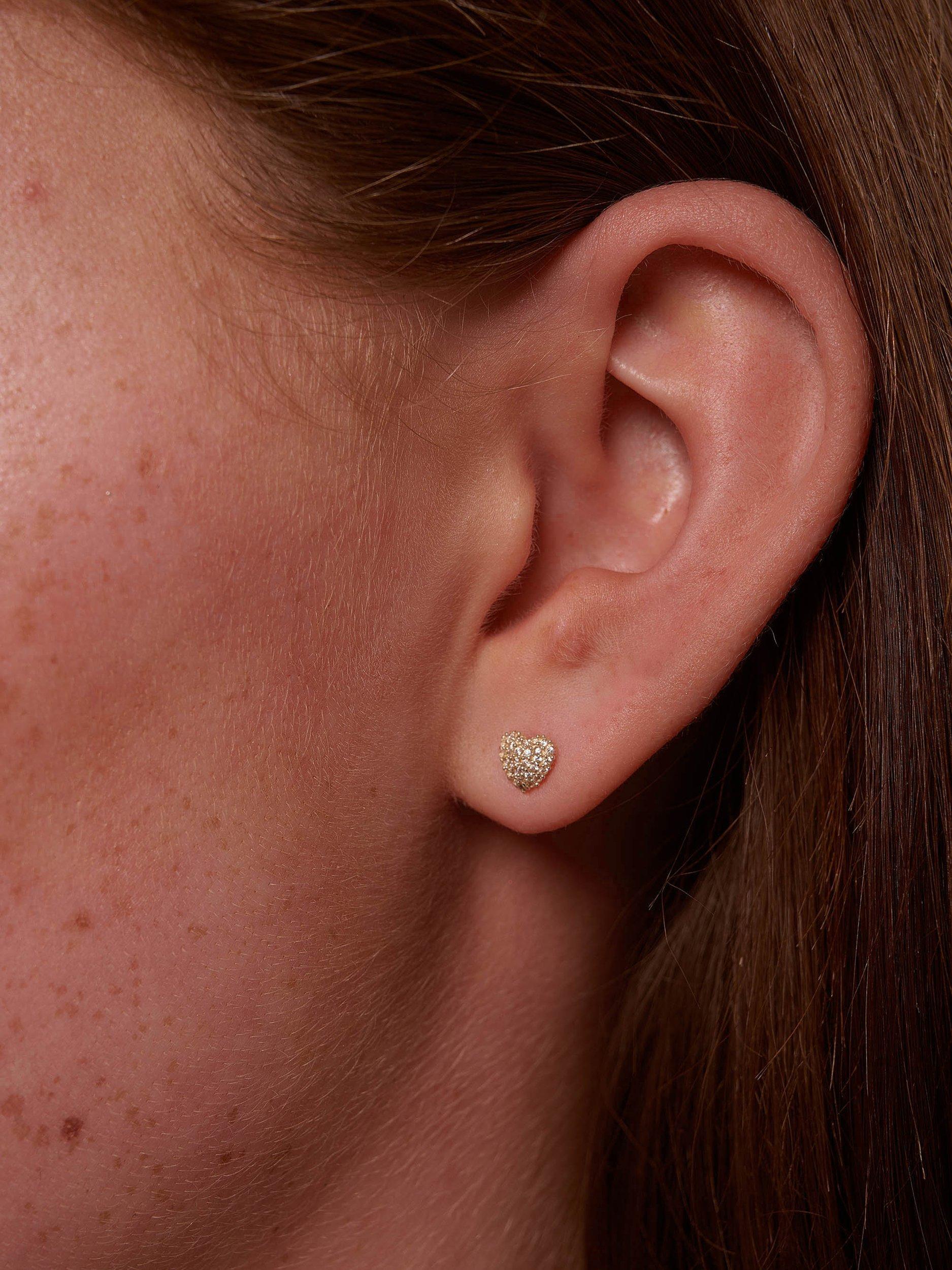 Product image 2 of 3, which shows Tutti & Co Pave Heart Stud Earrings, Gold