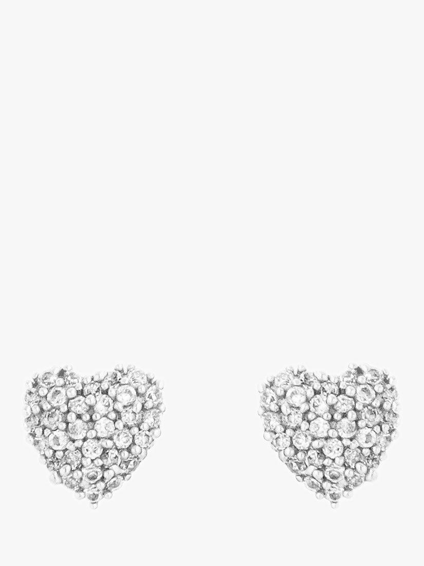 Product image 1 of 3, which shows Tutti & Co Pave Heart Stud Earrings, Silver