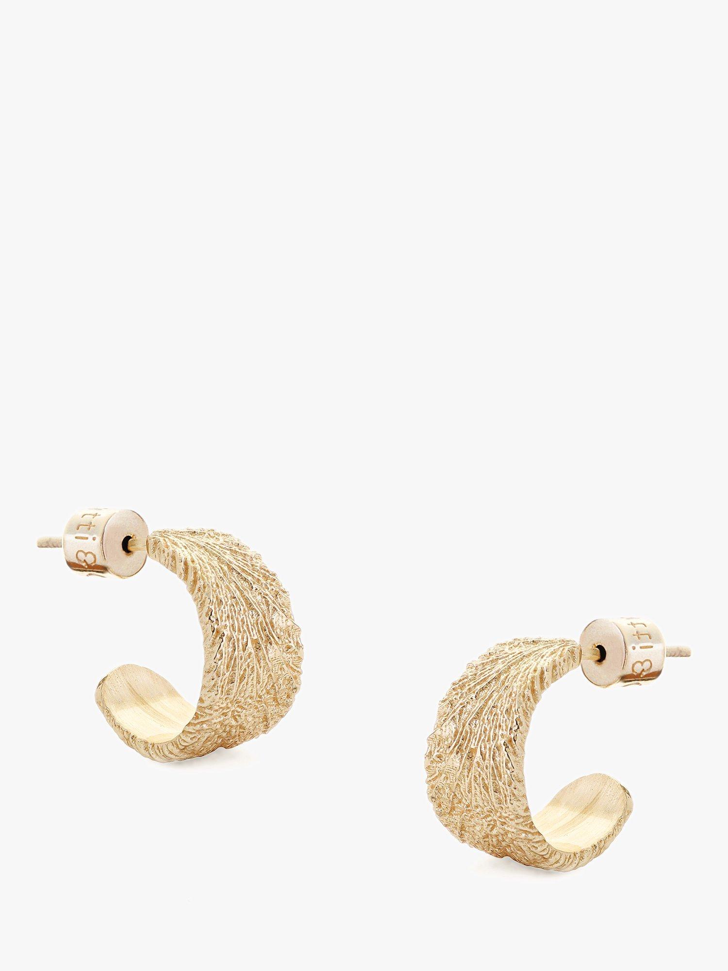 Product image 1 of 2, which shows Tutti & Co Chunky Textured Hoop Earrings, Gold