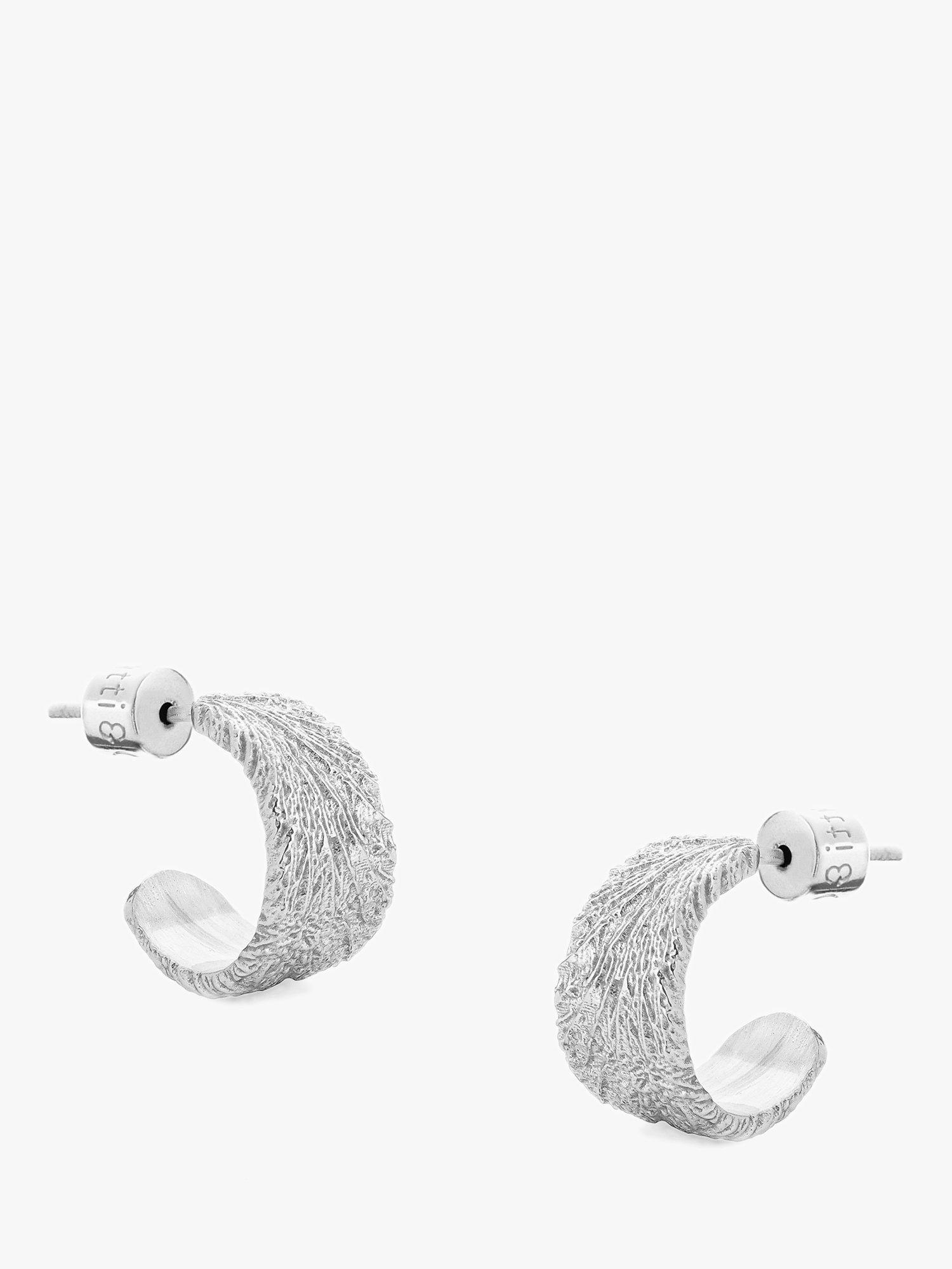 Product image 1 of 2, which shows Tutti & Co Chunky Textured Hoop Earrings, Silver