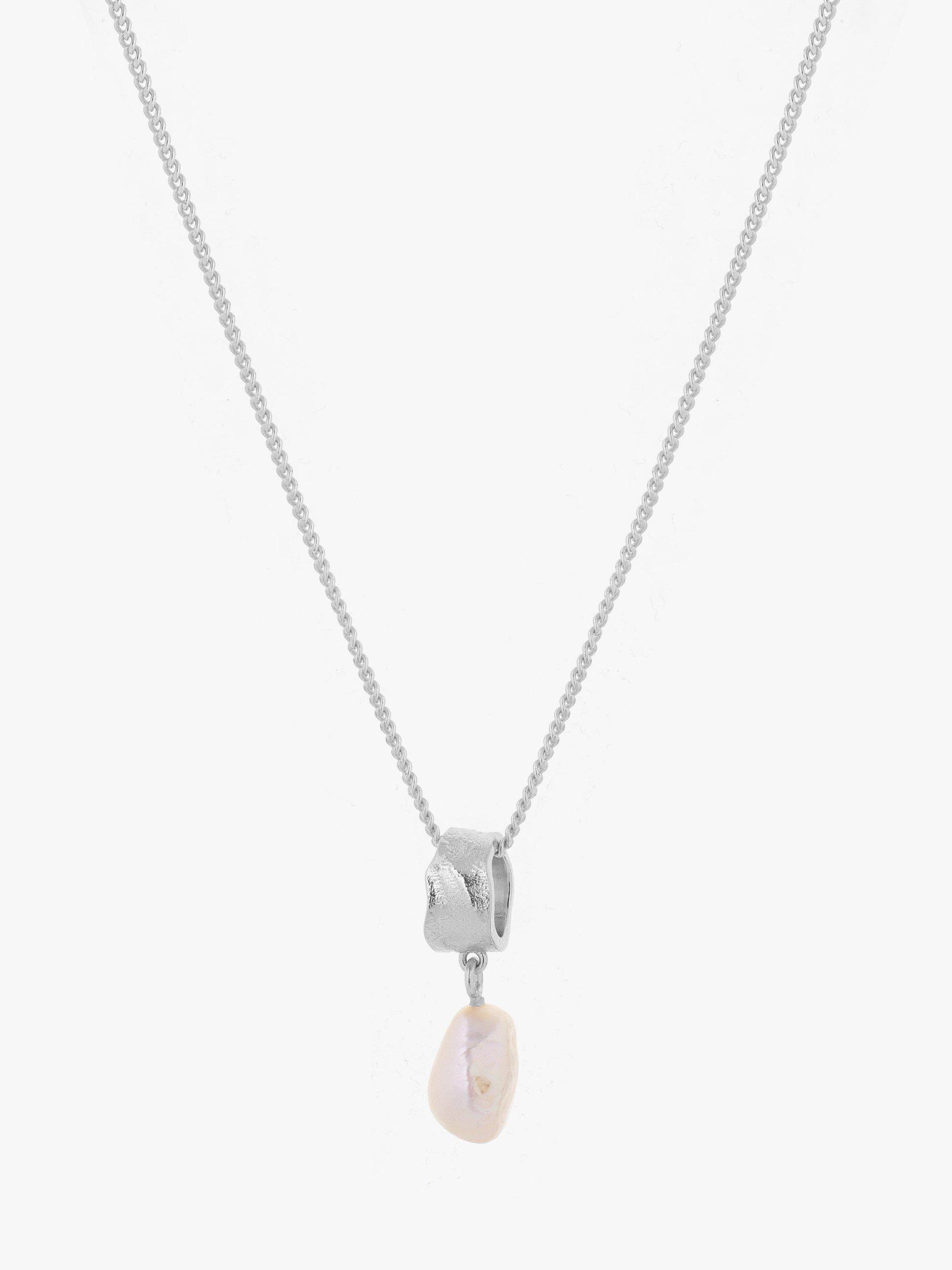 Product image 1 of 3, which shows Tutti & Co Freshwater Pearl Drop Necklace, Silver