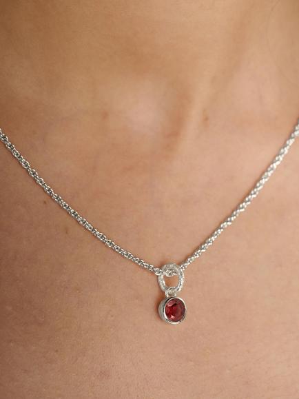 Tutti Birthstone Necklace, Silver - view 2, Garnet/January