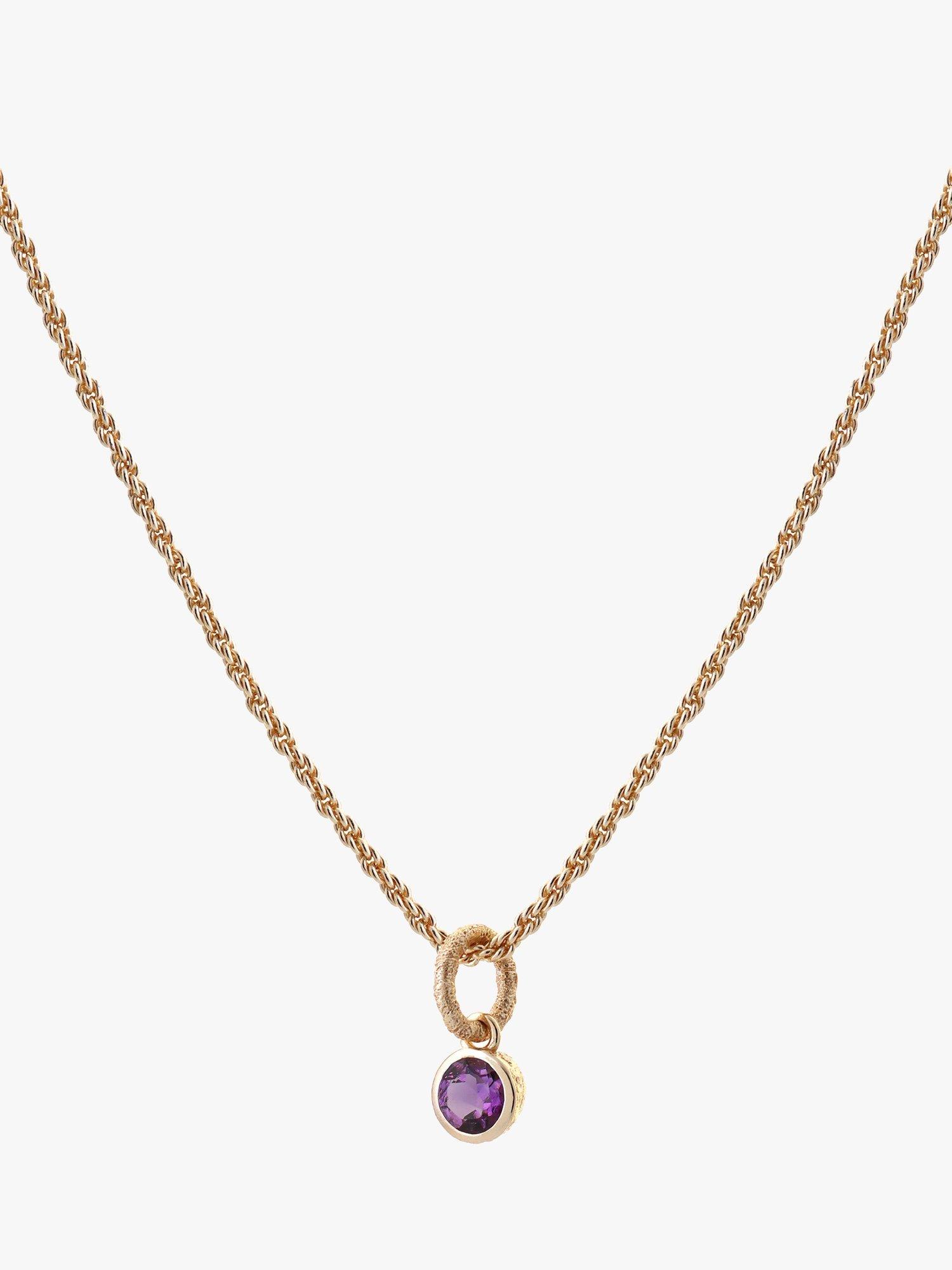 Product image 1 of 2, which shows Tutti & Co Birthstone Necklace, Gold, Amethyst/February