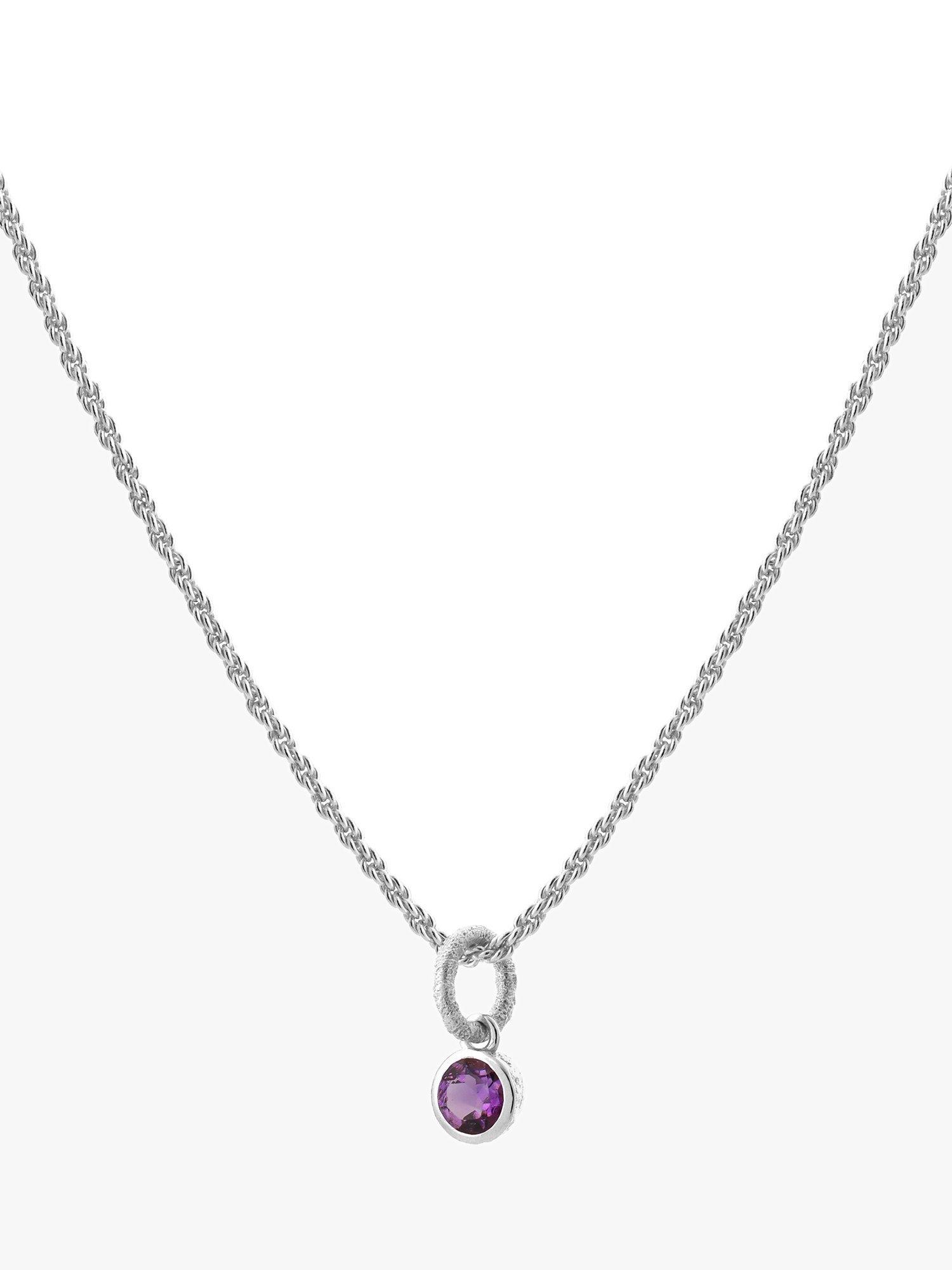 Product image 1 of 3, which shows Tutti & Co Birthstone Necklace, Silver, Amethyst/February
