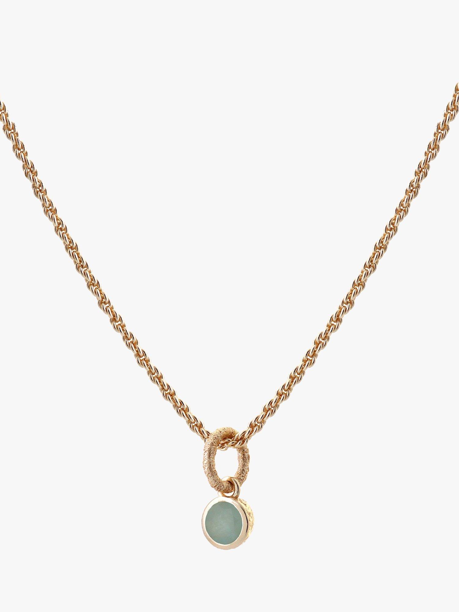 Product image 1 of 3, which shows Tutti & Co Birthstone Necklace, Gold, Aquamarine/March
