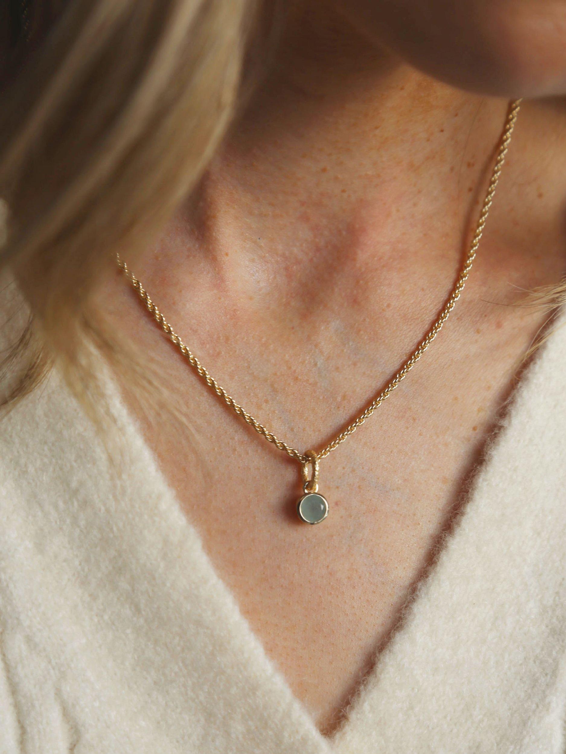 Product image 2 of 3, which shows Tutti & Co Birthstone Necklace, Gold, Aquamarine/March