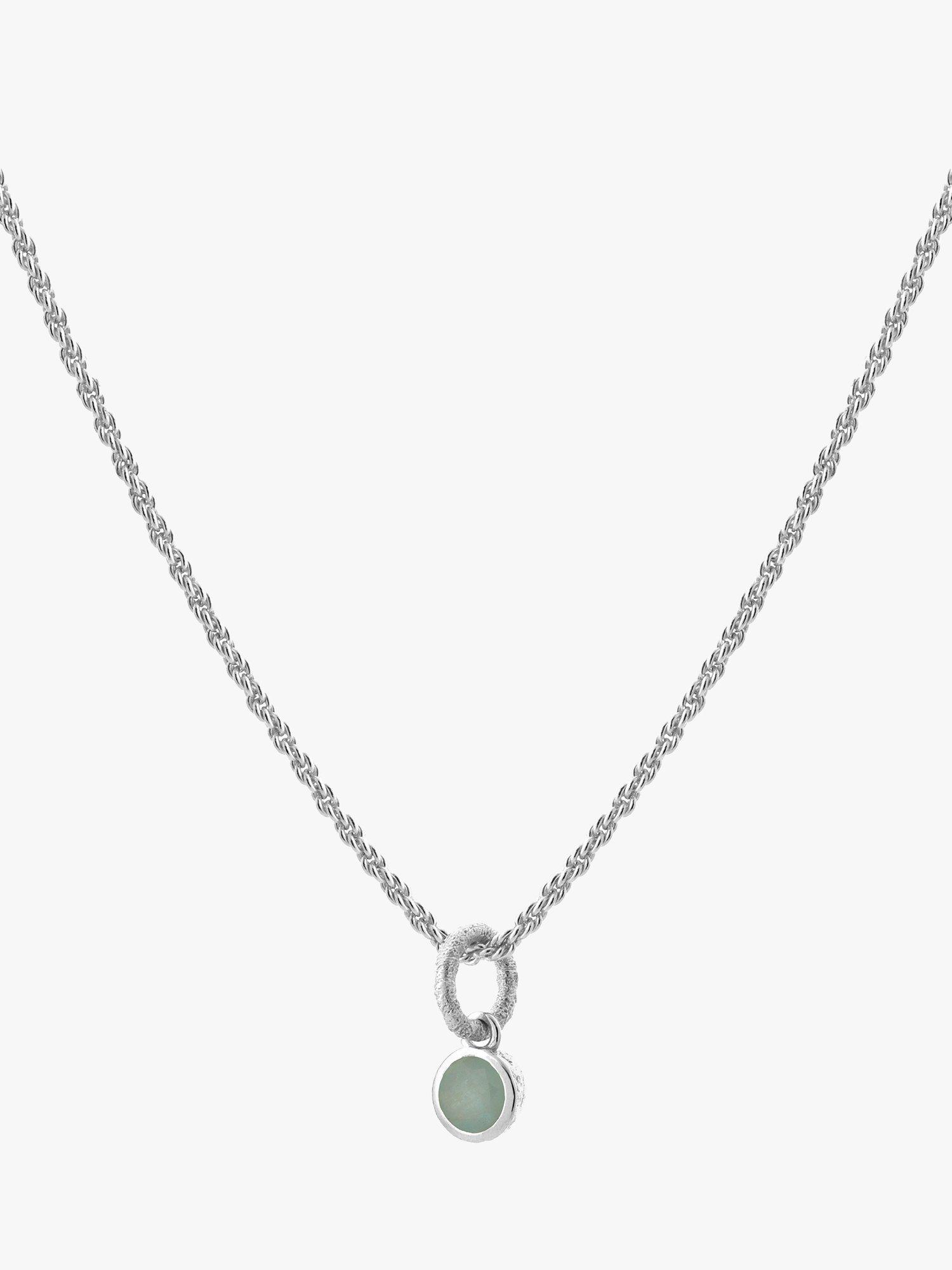 Product image 1 of 2, which shows Tutti & Co Birthstone Necklace, Silver, Aquamarine/March