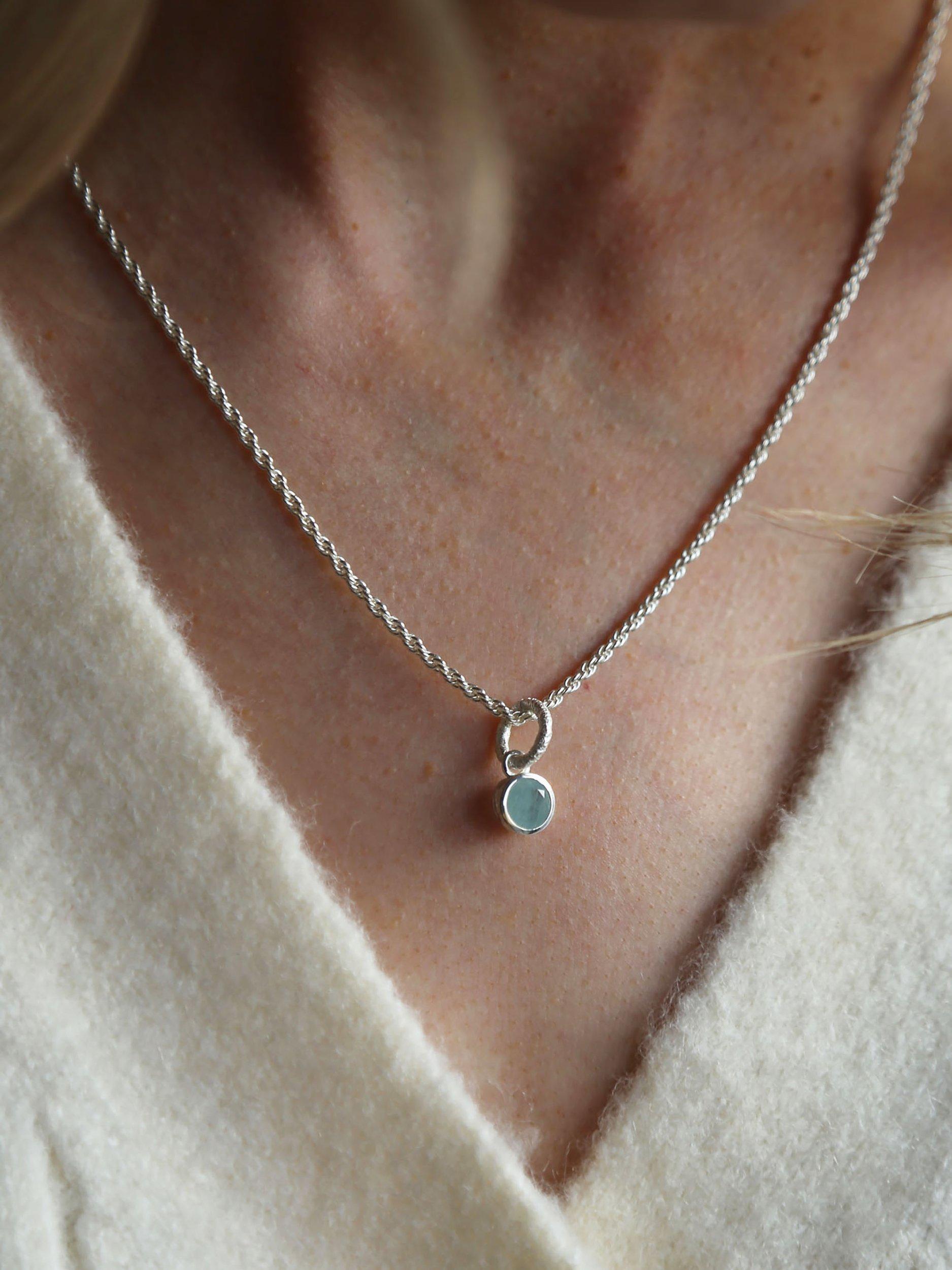 Product image 2 of 2, which shows Tutti & Co Birthstone Necklace, Silver, Aquamarine/March