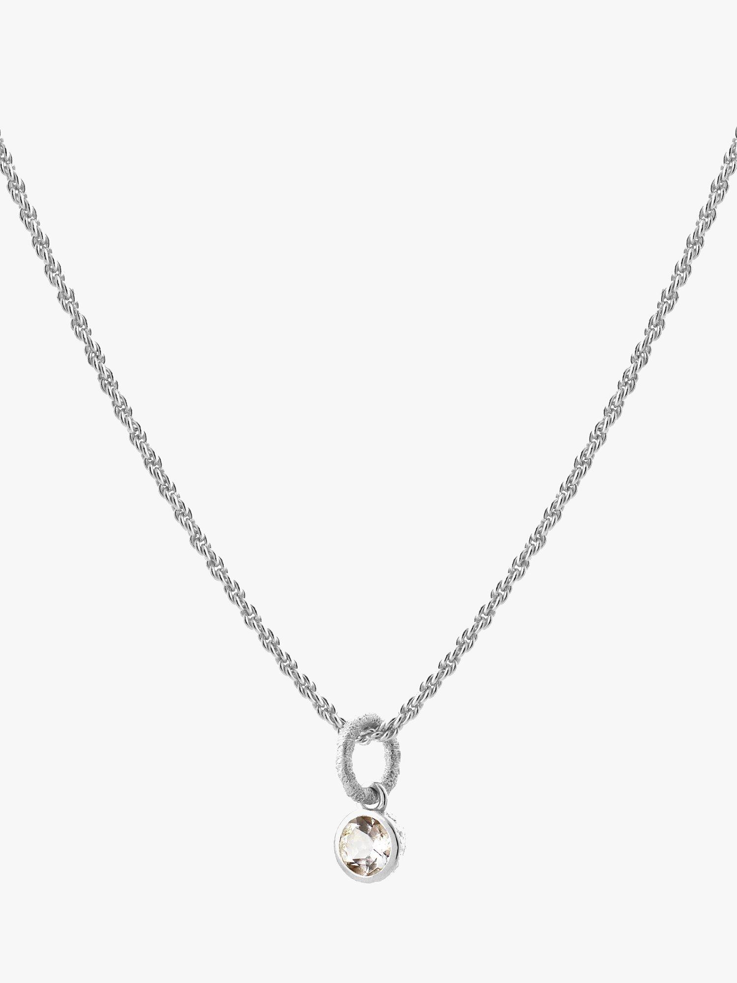 Product image 1 of 3, which shows Tutti & Co Birthstone Necklace, Silver, White Topaz/April