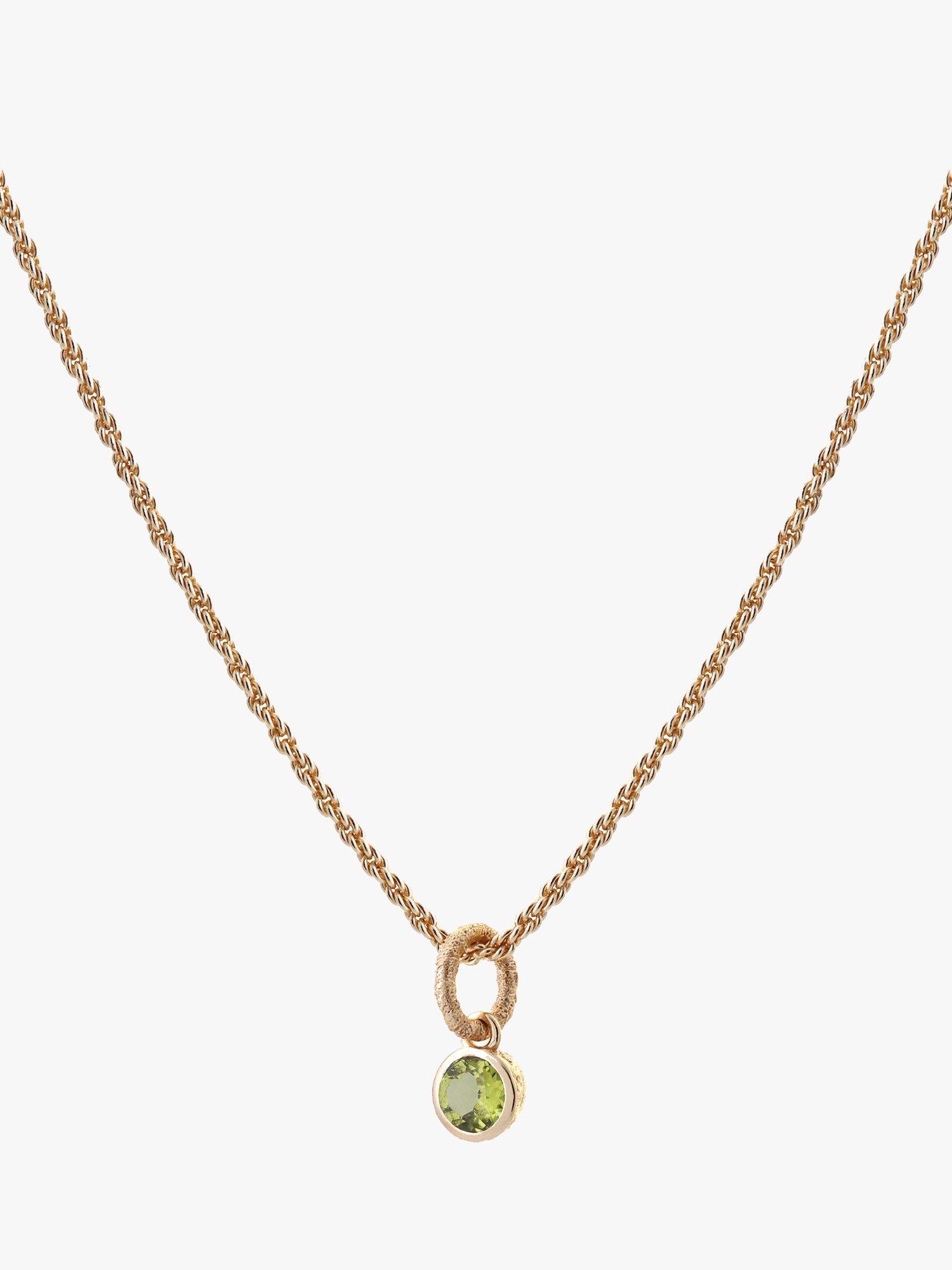 Product image 1 of 3, which shows Tutti & Co Birthstone Necklace, Gold., Peridot/August