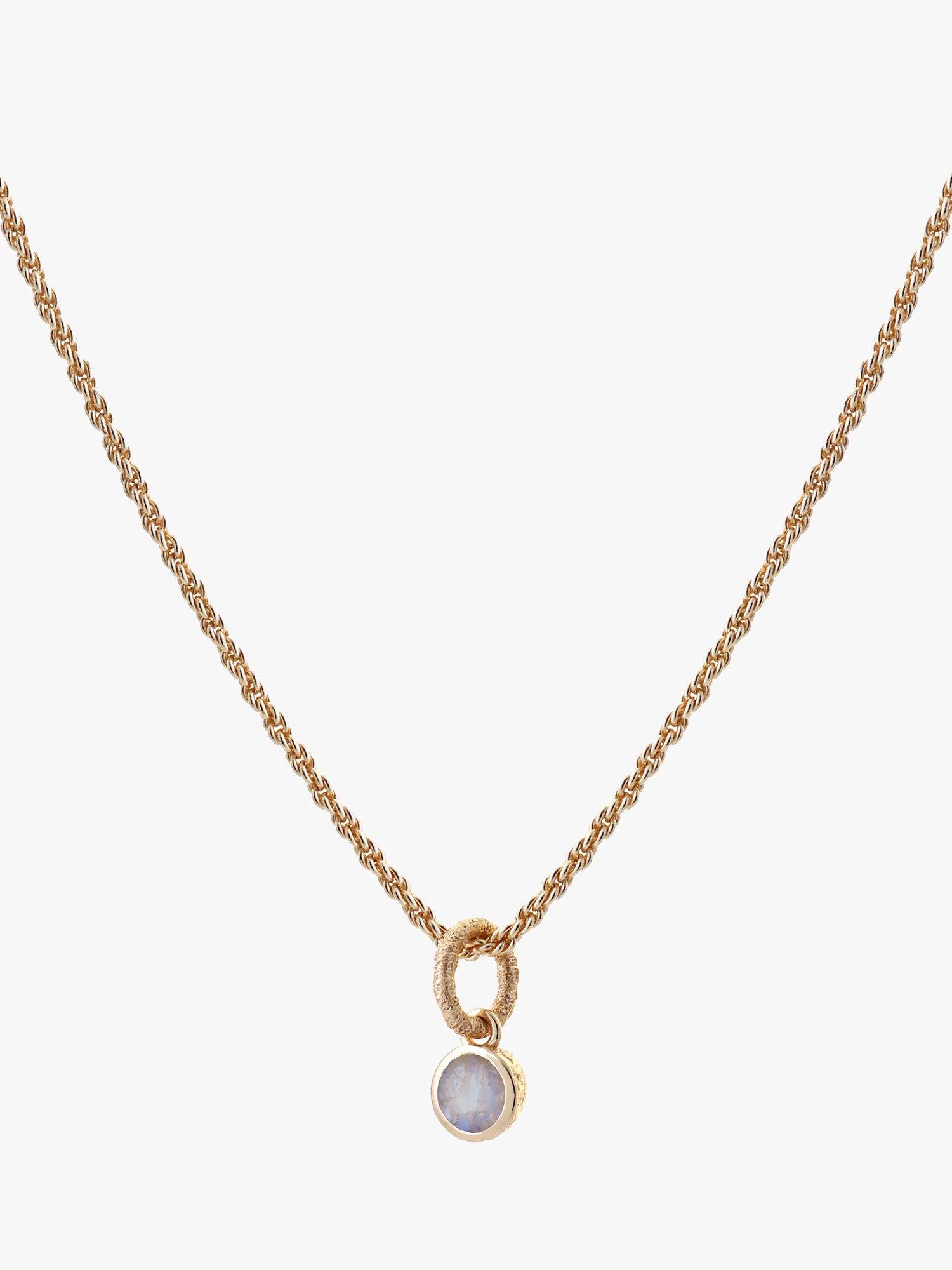 Product image 1 of 3, which shows Tutti & Co Birthstone Necklace, Gold, Moonstone/October