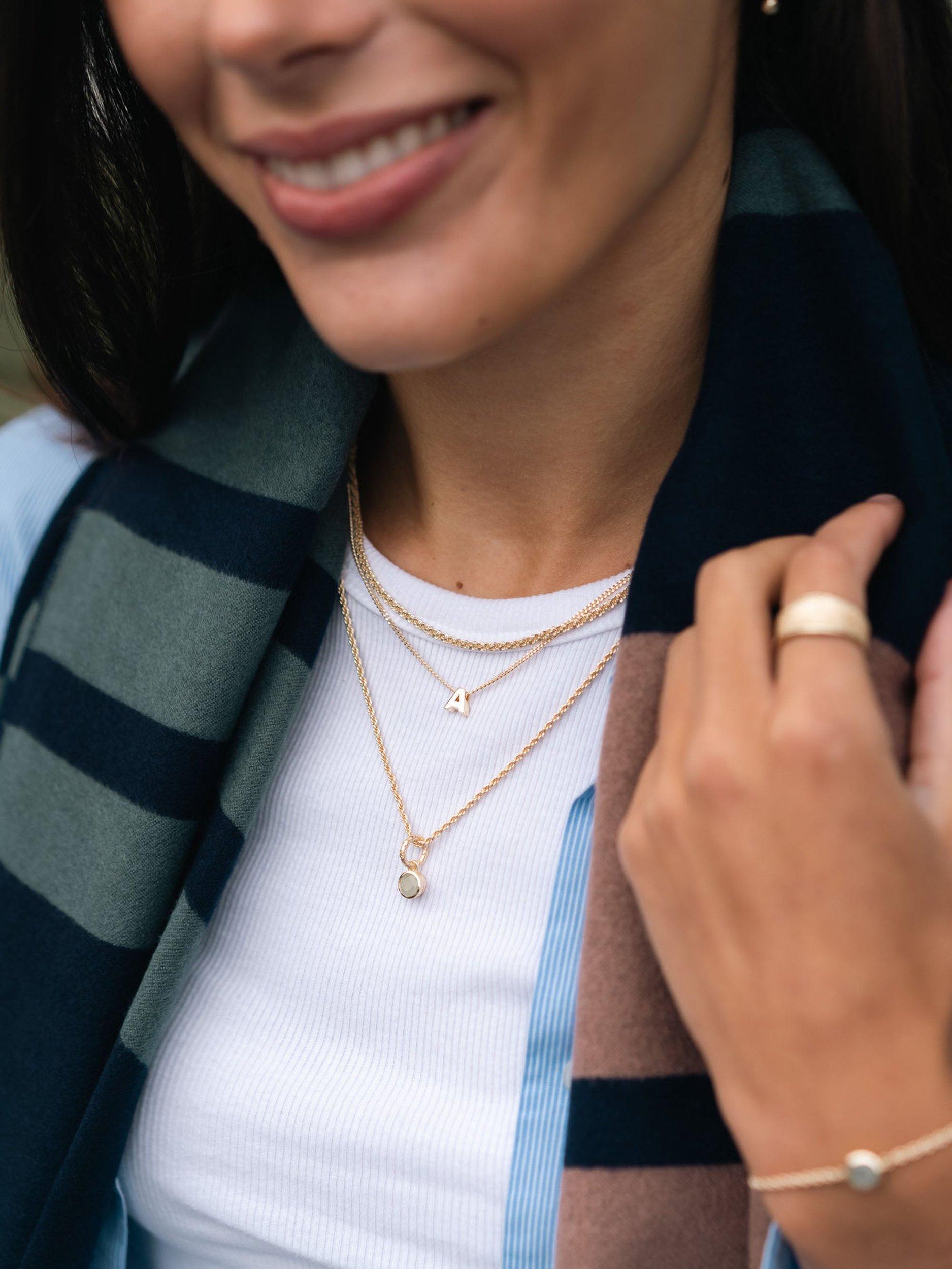 Product image 2 of 3, which shows Tutti & Co Birthstone Necklace, Gold, Moonstone/October
