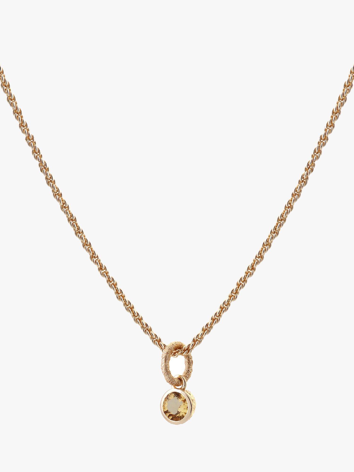 Product image 1 of 3, which shows Tutti & Co Birthstone Necklace, Gold, Citrine/November