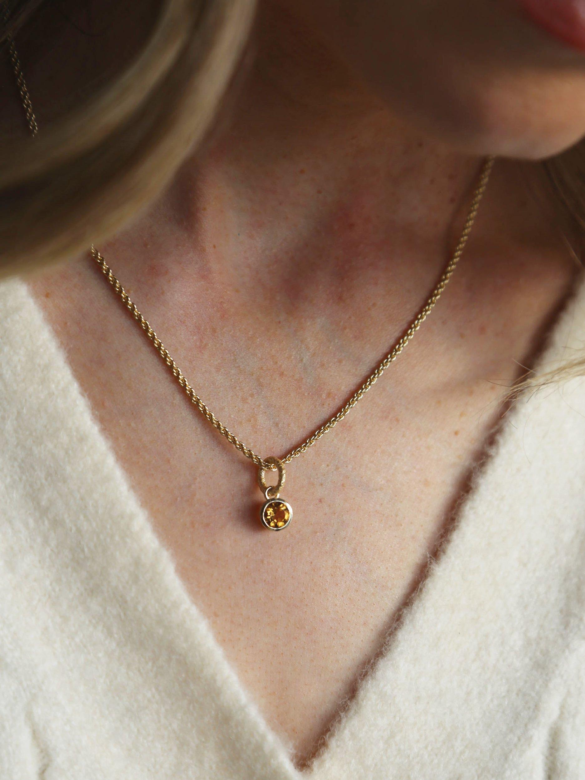 Product image 2 of 3, which shows Tutti & Co Birthstone Necklace, Gold, Citrine/November