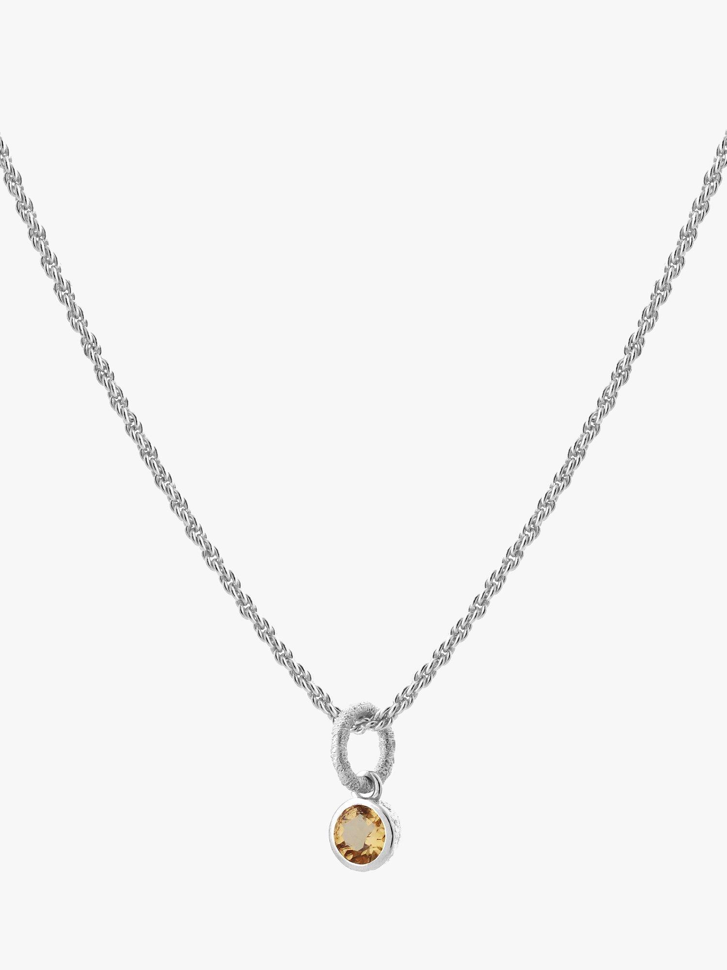 Product image 1 of 3, which shows Tutti & Co Birthstone Necklace, Silver, Citrine/November