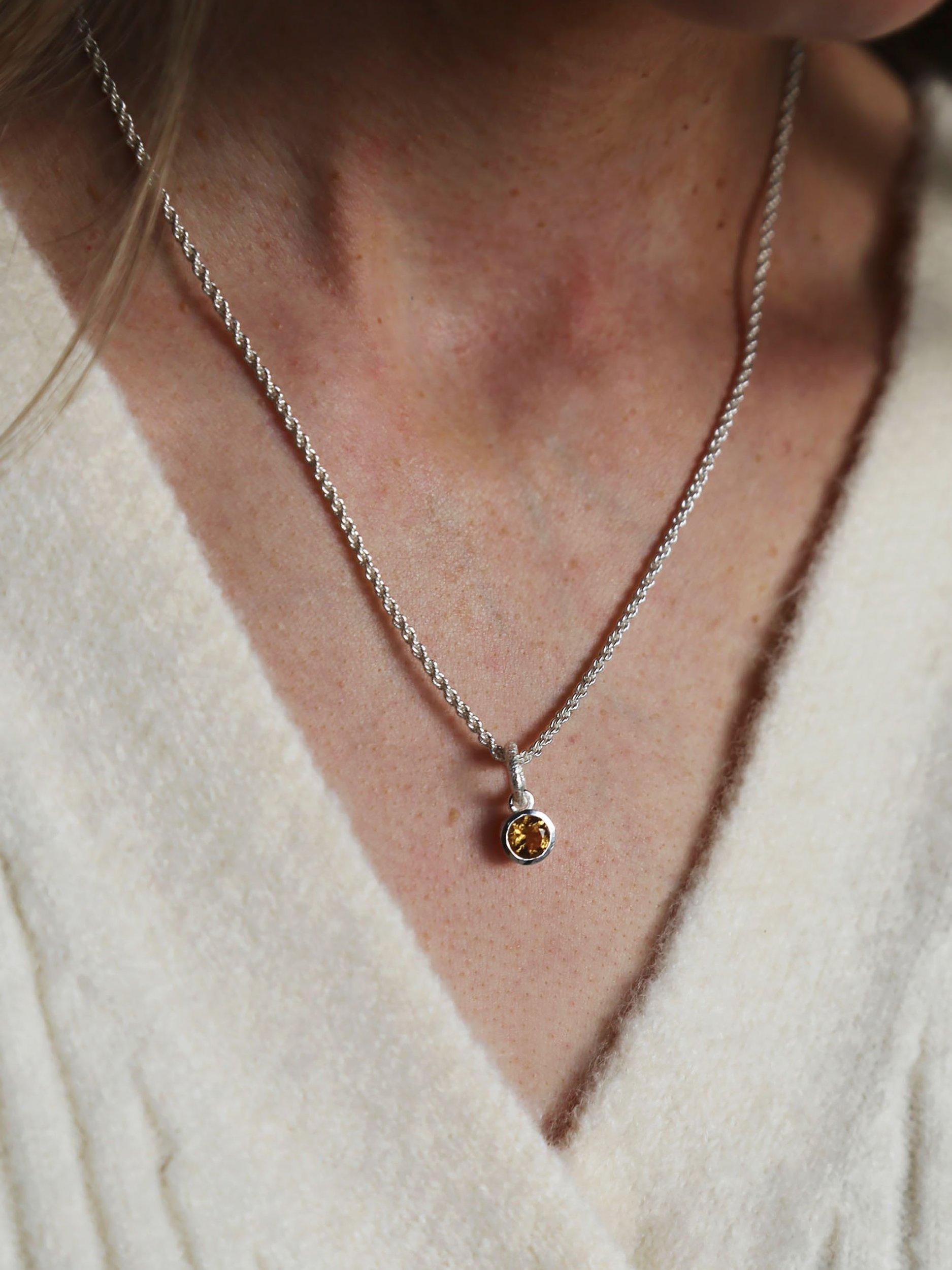 Product image 2 of 3, which shows Tutti & Co Birthstone Necklace, Silver, Citrine/November