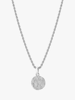 Tutti Chain Necklace with Textured Disc Pendant, Silver, Silver
