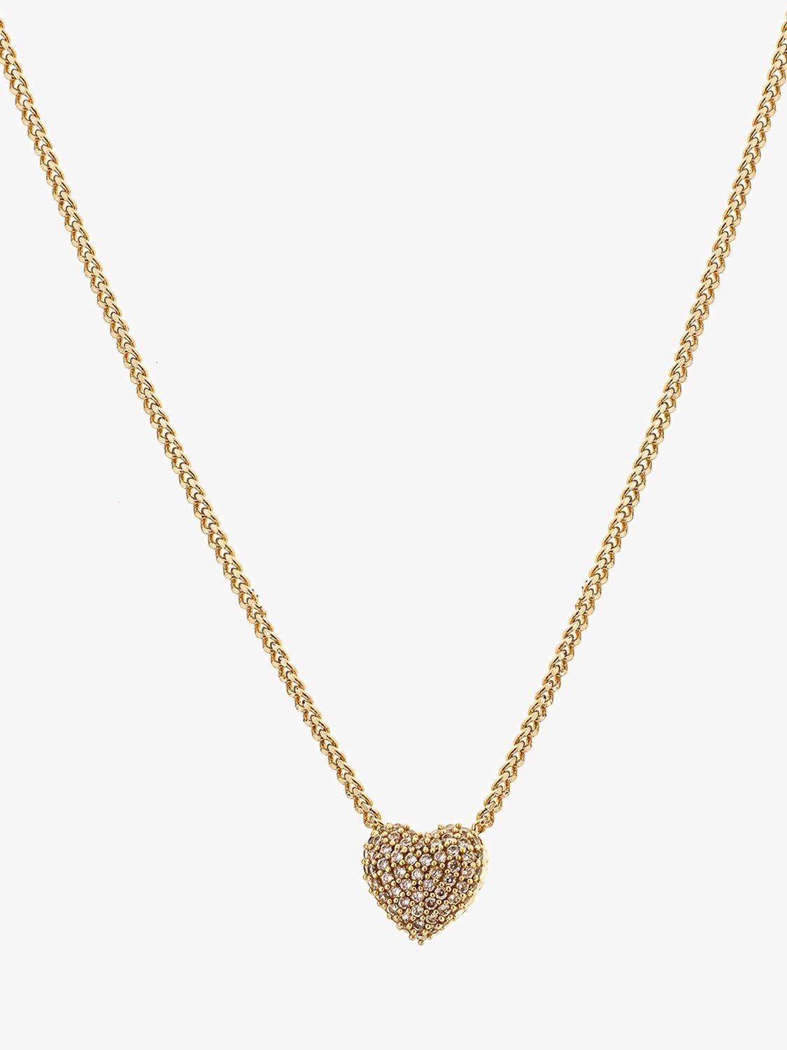 Product image 1 of 3, which shows Tutti & Co Pave Heart Pendant Necklace, Gold