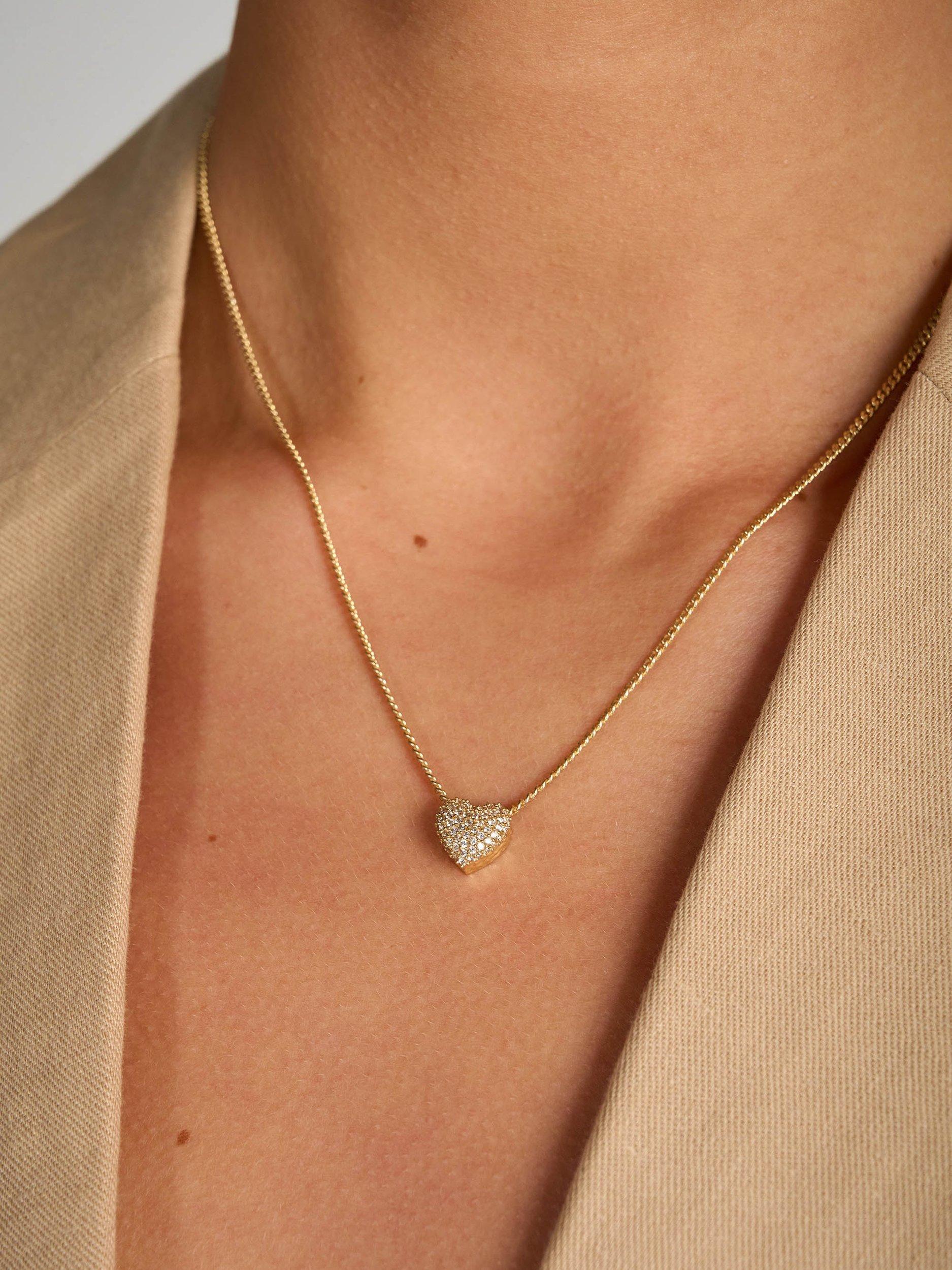 Product image 2 of 3, which shows Tutti & Co Pave Heart Pendant Necklace, Gold