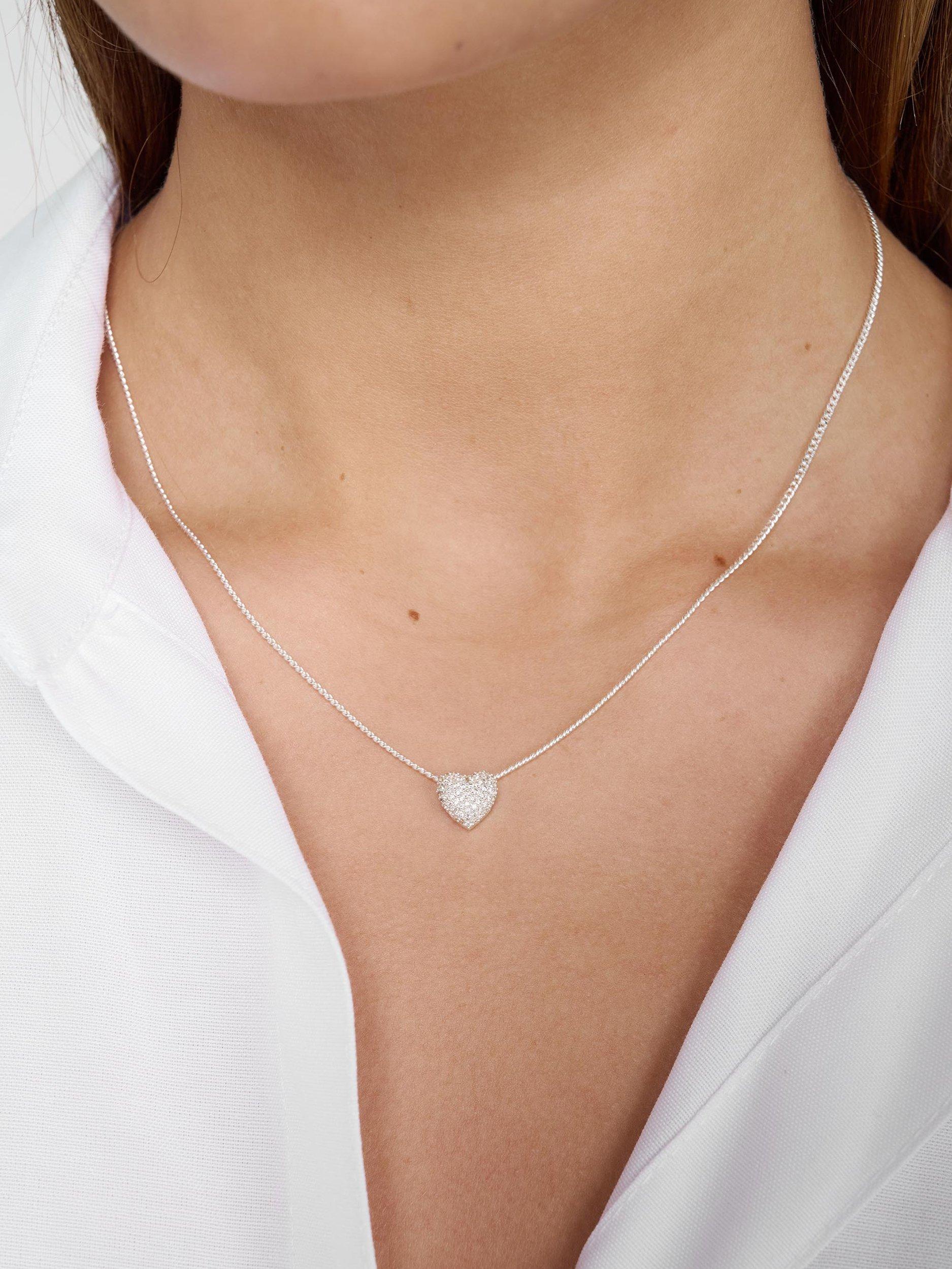 Product image 2 of 3, which shows Tutti & Co Pave Heart Pendant Necklace, Silver