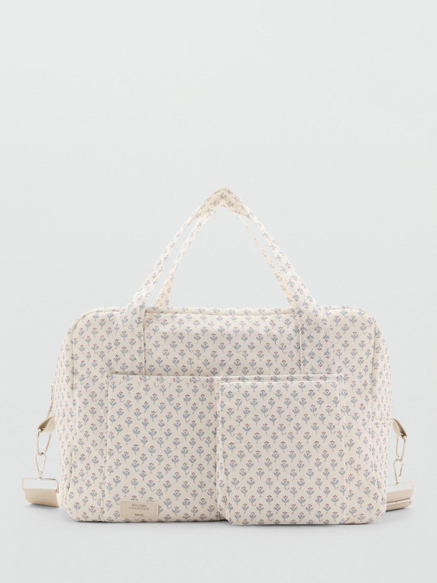 Product image 2 of 5, which shows Mango India Floral Print Maternity Bag, Natural White