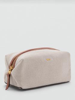 Mango Marais Canvas Toiletries Bag, Medium Brown - view 2, Medium Brown