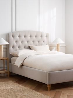 John Lewis Rue Upholstered Bed Frame, Double - view 2, Cotton Effect Beige