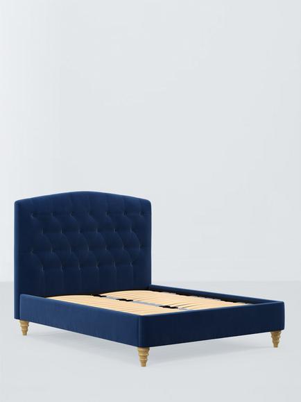 John Lewis Rue Upholstered Bed Frame, Super King Size, Deep Velvet Royal