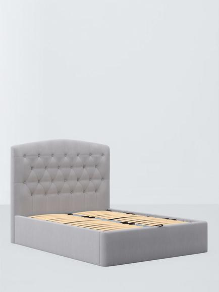 John Lewis Rue Ottoman Storage Upholstered Bed Frame, Double, Cotton Effect Grey