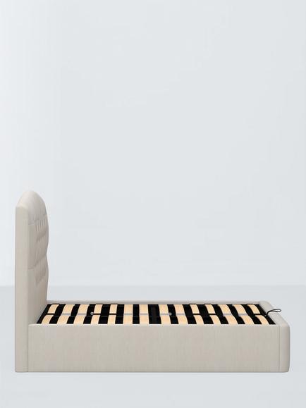 John Lewis Rue Ottoman Storage Upholstered Bed Frame, Super King Size - view 2, Cotton Effect Beige