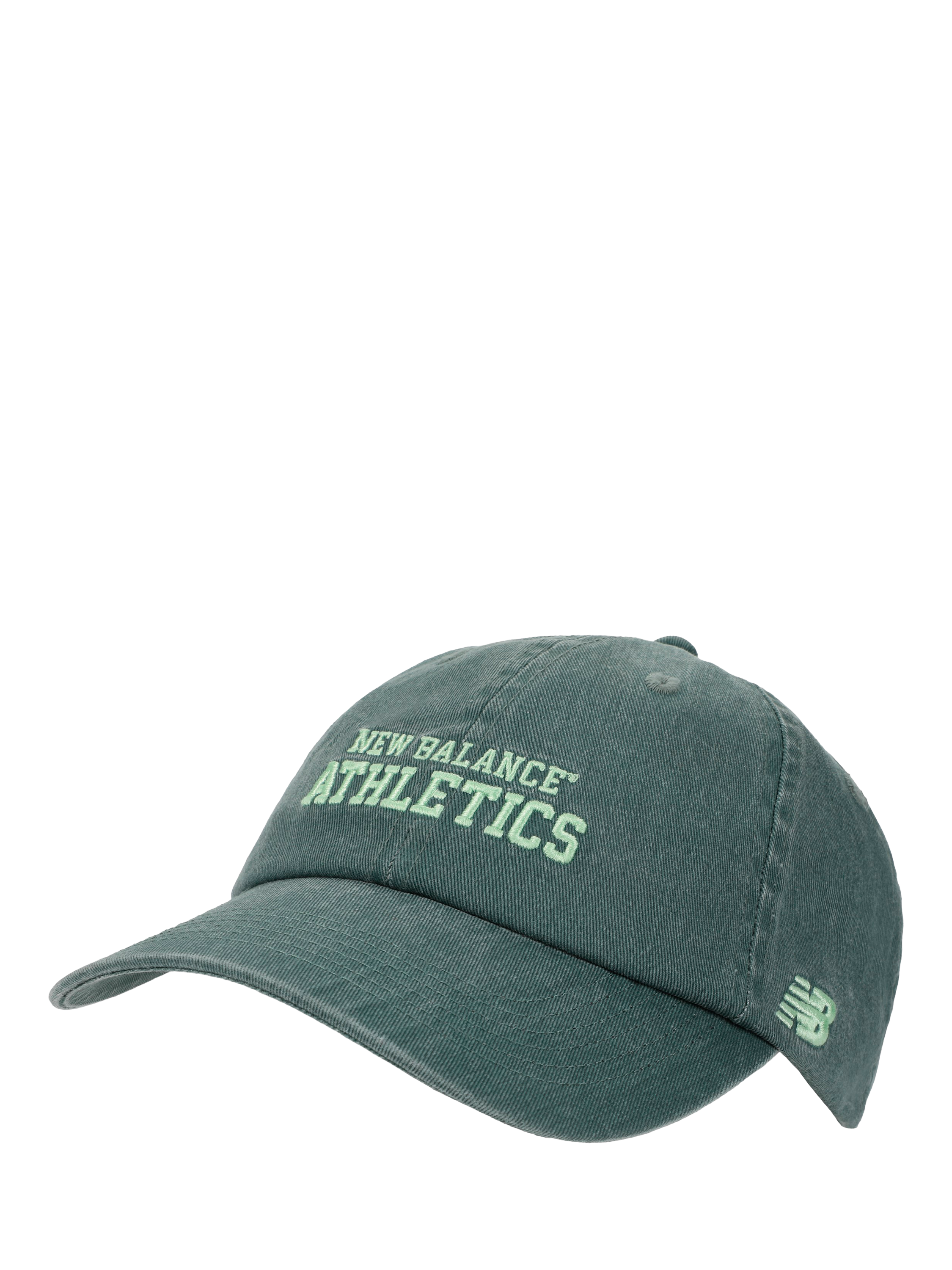 Product image 1 of 3, which shows New Balance Cotton 6 Panel Athletics Cap, Dark Juniper