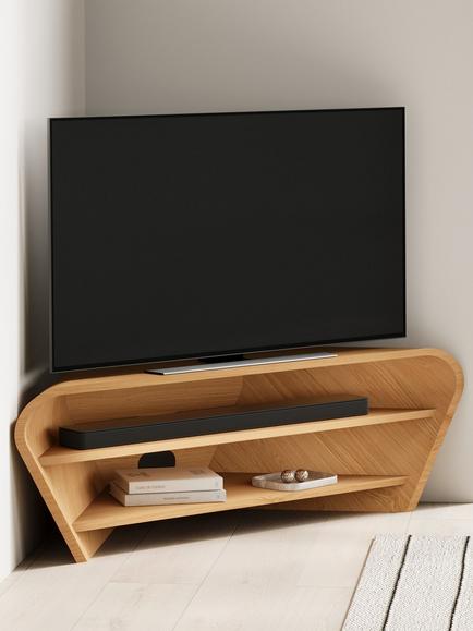 Tom Schneider Taper 140cm Corner Media Unit - view 2, Oak