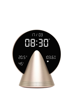 Lexon Conic Digital Alarm Clock with FM Radio & Bluetooth Speaker, Golden Honey