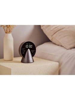 Lexon Conic Digital Alarm Clock with FM Radio & Bluetooth Speaker - view 2, Platinum Grey