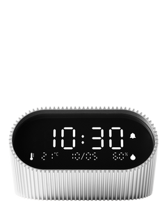 Lexon Ray LCD Digital Alarm Clock, Silver/Raw Aluminium